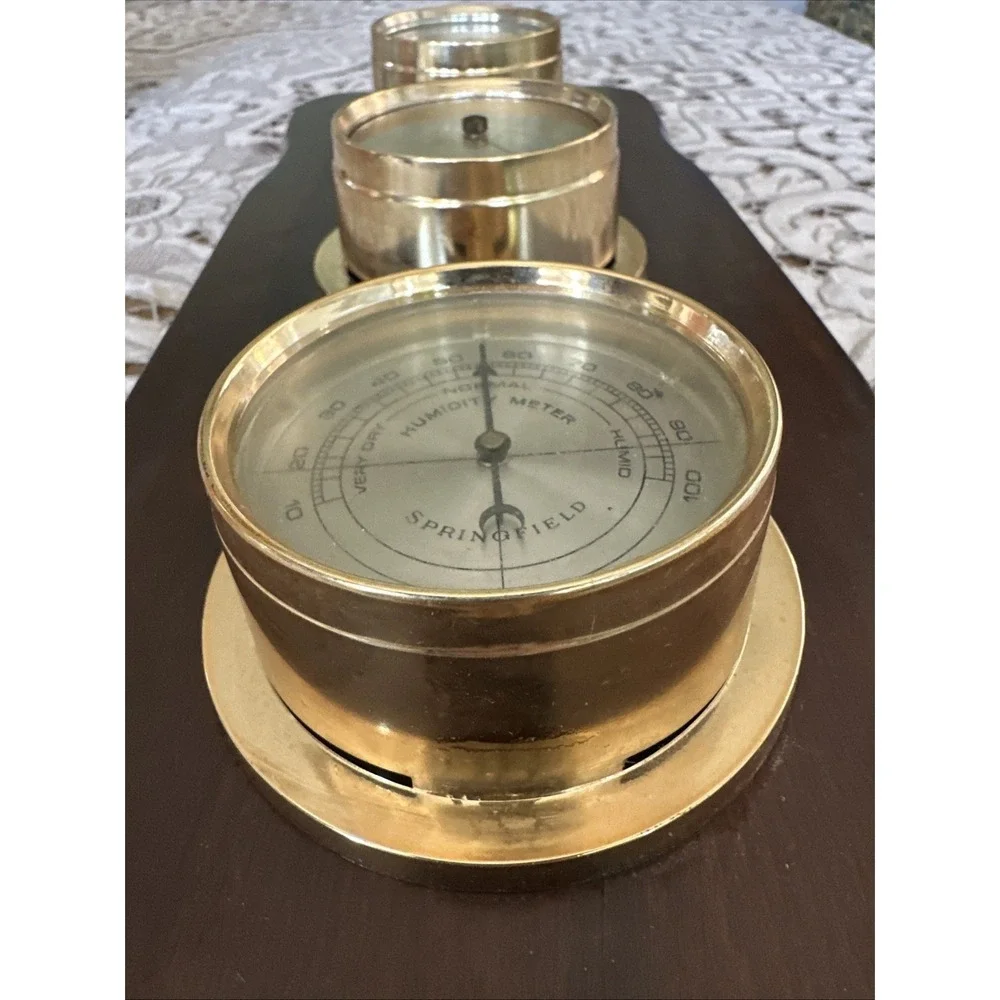 Vintage MCM Springfield Eagle Top Thermometer Barometer Humidity Weather Station